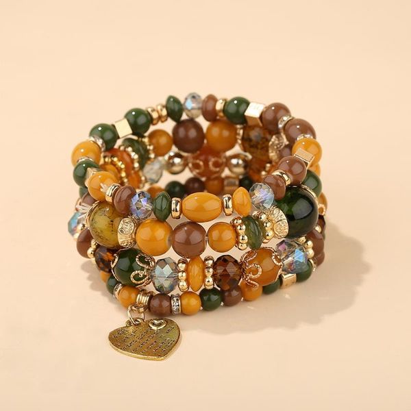 beaded, strands multi color heart crystal pendant jewelry retro national style fashion exquisite women's bracelet, Black
beaded, strands multi color heart crystal pendant jewelry retro national style fashion exquisite women's bracelet, Black