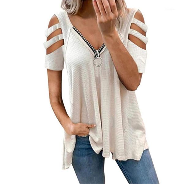 women's t-shirt fashion hollow out shoulder short sleeve design 2021summer women casual zipper v-neck solid pullover street tee 3xl, White
women's t-shirt fashion hollow out shoulder short sleeve design 2021summer women casual zipper v-neck solid pullover street tee 3xl, White