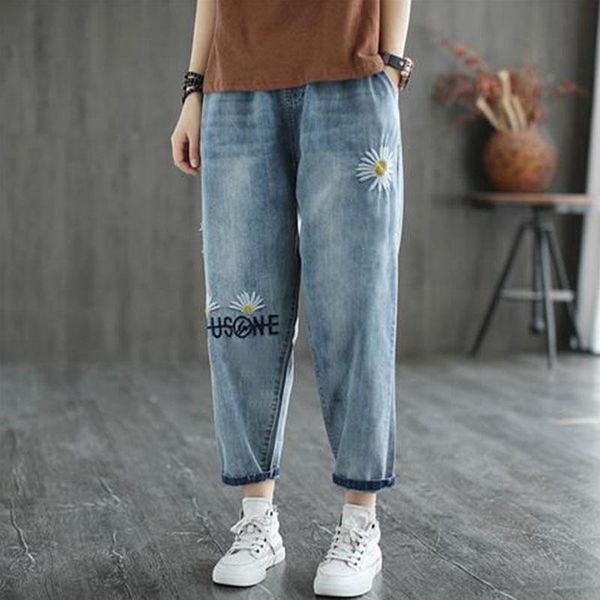 spring summer women elastic waist jeans female loose casual ankle-length wide leg pants vintage embroidery trouser kk0134 women's, Blue
spring summer women elastic waist jeans female loose casual ankle-length wide leg pants vintage embroidery trouser kk0134 women's, Blue