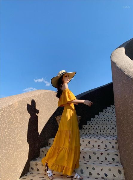woman a-line dress slash neck ruffles slim dresses beach style pullover female ankle-length summer vestido lady clothes casual, Black;gray
woman a-line dress slash neck ruffles slim dresses beach style pullover female ankle-length summer vestido lady clothes casual, Black;gray