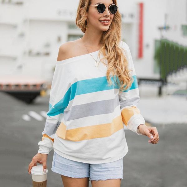 women's hoodies & sweatshirts fall/winter slanted collar candy stripe print hoodie office lady's elegant one-shouldered blouse tl5, Black
women's hoodies & sweatshirts fall/winter slanted collar candy stripe print hoodie office lady's elegant one-shouldered blouse tl5, Black