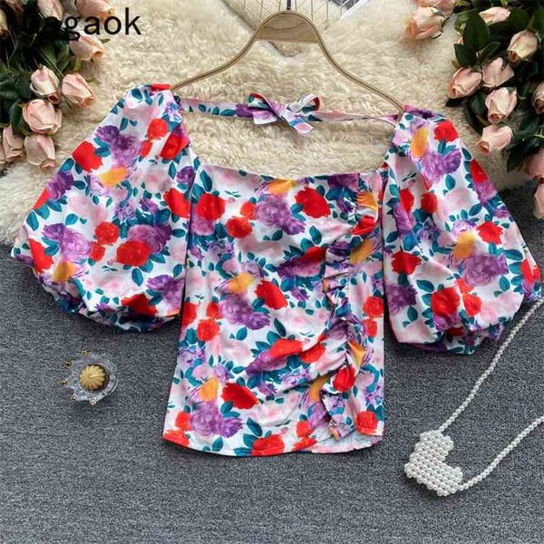 blouse women summer square collar puff sleeve short floral sweet shirts korean fashion wild chic slim blouses 210531, White
blouse women summer square collar puff sleeve short floral sweet shirts korean fashion wild chic slim blouses 210531, White