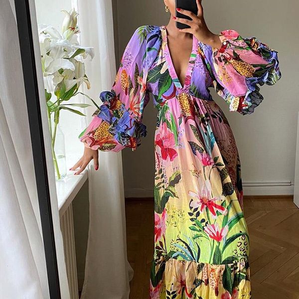 womens dress women fall long maxi floral print vintage deep v neck thin beach holiday bohemian vestidos african party, Black;gray
womens dress women fall long maxi floral print vintage deep v neck thin beach holiday bohemian vestidos african party, Black;gray