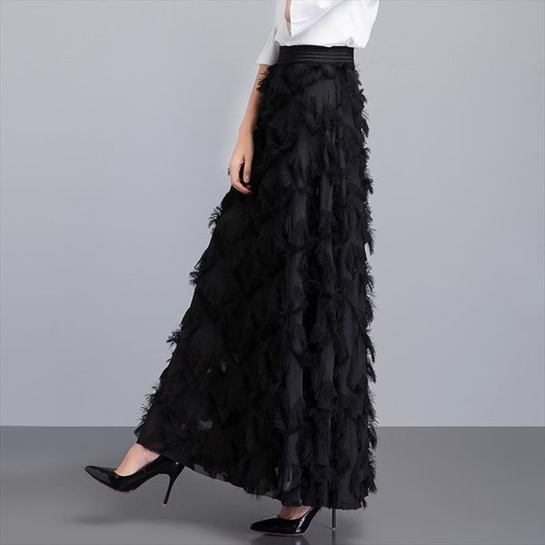 summer long spring feather tassel runway women skirt maxi party jupe faldas largas mujer, Black
summer long spring feather tassel runway women skirt maxi party jupe faldas largas mujer, Black