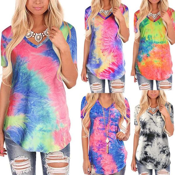 women's t-shirt summer rainbow women casual v-neck short-sleeved loose tie-dye pullover large size female woman street s-2xl, White
women's t-shirt summer rainbow women casual v-neck short-sleeved loose tie-dye pullover large size female woman street s-2xl, White