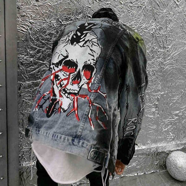 men's jackets skull graffiti patch printed mens denim streetwear hip hop casual patchwork ripped distressed punk rock jeans coats outwe, Black;brown
men's jackets skull graffiti patch printed mens denim streetwear hip hop casual patchwork ripped distressed punk rock jeans coats outwe, Black;brown