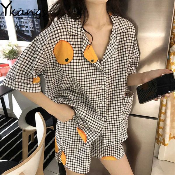 plaid pajama sets women korean chic print sweet summer ins shrort sleeve schoolgirls homewear kawaii soft fashion sleepwear 210619, Black;red
plaid pajama sets women korean chic print sweet summer ins shrort sleeve schoolgirls homewear kawaii soft fashion sleepwear 210619, Black;red