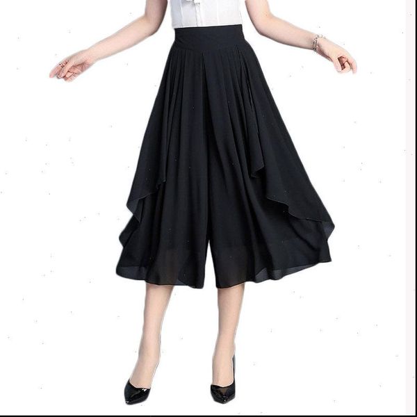 plus size women capris 6xl elegant wide loose summer pants elastic high waist saia lady casual seven chiffon skirt f527, Black;white
plus size women capris 6xl elegant wide loose summer pants elastic high waist saia lady casual seven chiffon skirt f527, Black;white
