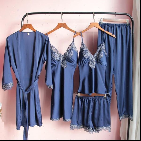 pajamas 5pcs kimono bathrobe women sleepwear patchwork lace nightwear silky satin pijamas suit spring summer home clothes, Black;red
pajamas 5pcs kimono bathrobe women sleepwear patchwork lace nightwear silky satin pijamas suit spring summer home clothes, Black;red