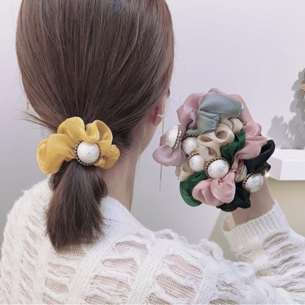 party favor woman silk mesh yarn elastic hair band ponytail holder french elegant pearl rope scrunchies accessories
party favor woman silk mesh yarn elastic hair band ponytail holder french elegant pearl rope scrunchies accessories