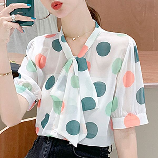 blouse women short sleeve blouse shirt summer women bow v-neck dot chiffon blouse shirts blusas camisas mujer d207 210426, White
blouse women short sleeve blouse shirt summer women bow v-neck dot chiffon blouse shirts blusas camisas mujer d207 210426, White