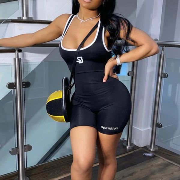 women sports jumpsuit sleeveless low chest u-neck bodysuit solid color long one-piece outfit bodycon rompers jumpsuits women's &, Black;white
women sports jumpsuit sleeveless low chest u-neck bodysuit solid color long one-piece outfit bodycon rompers jumpsuits women's &, Black;white