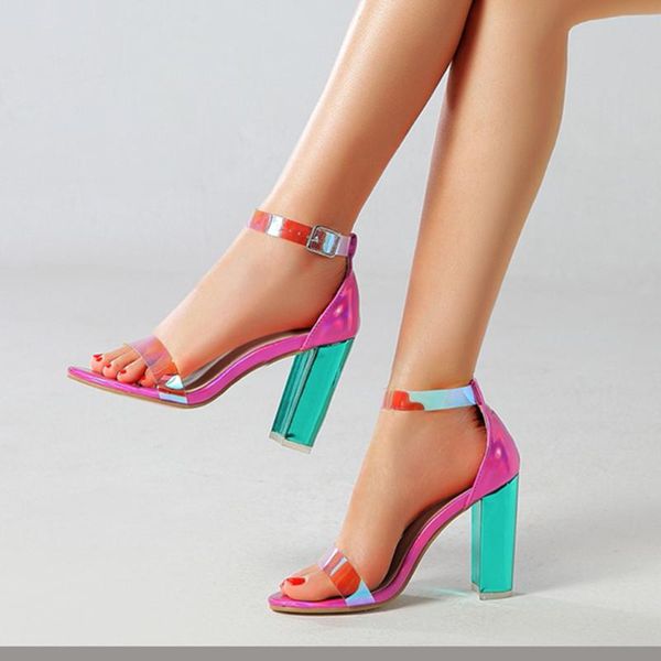 transparent stripper shoes woman luxury block heels sandal women colorful laser pink sandalias blokhak sandals, Black
transparent stripper shoes woman luxury block heels sandal women colorful laser pink sandalias blokhak sandals, Black