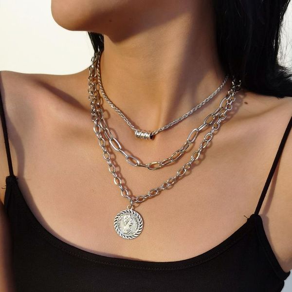 vintage multilayer head portrait coin pendant necklace for womens unqiue design linked chain jewelry gift 2021 necklaces, Silver
vintage multilayer head portrait coin pendant necklace for womens unqiue design linked chain jewelry gift 2021 necklaces, Silver
