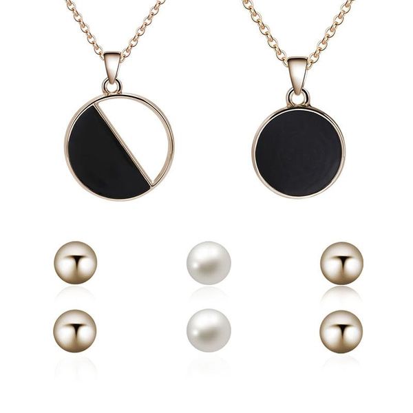 earrings & necklace 2pcs set stylish half/full black paint circle pendant round earring stud women lovers jewelry gift, Silver
earrings & necklace 2pcs set stylish half/full black paint circle pendant round earring stud women lovers jewelry gift, Silver