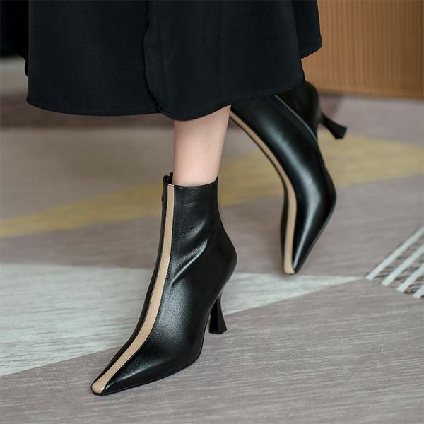 boots genuine leather mixed colors women 2021 concise zip ankle square toe thin heels fashion shoes handmade, Black
boots genuine leather mixed colors women 2021 concise zip ankle square toe thin heels fashion shoes handmade, Black