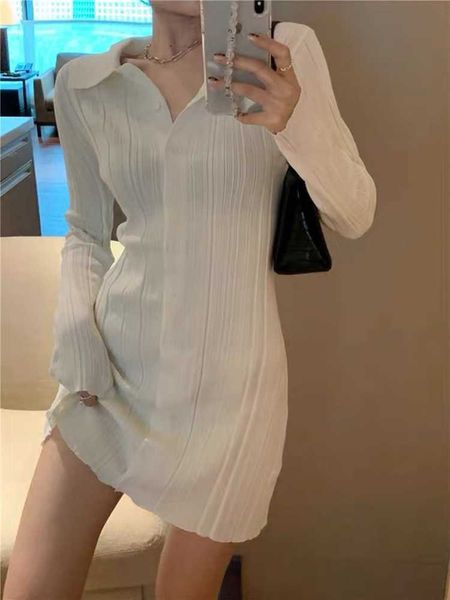 spring and autumn fashion dress for women clothing korean single breasted lapel dress slim knit mini 210604, Black;gray
spring and autumn fashion dress for women clothing korean single breasted lapel dress slim knit mini 210604, Black;gray