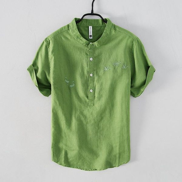 men's casual shirts pullover linen men short sleeve emborideried stand collar dress shirt fashion male camisa clothing ts-763, White;black
men's casual shirts pullover linen men short sleeve emborideried stand collar dress shirt fashion male camisa clothing ts-763, White;black