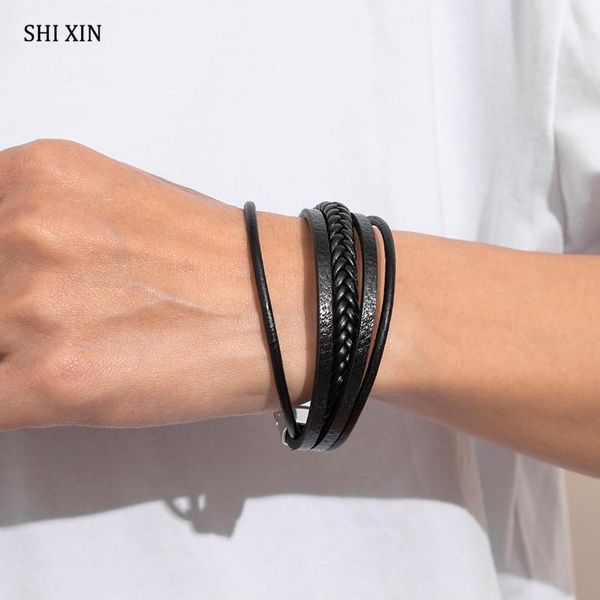 link, chain shixin punk multilayer braided rope bracelets for male female hip hop charms bracelet on hand chains jewelry 2021 gift, Black
link, chain shixin punk multilayer braided rope bracelets for male female hip hop charms bracelet on hand chains jewelry 2021 gift, Black
