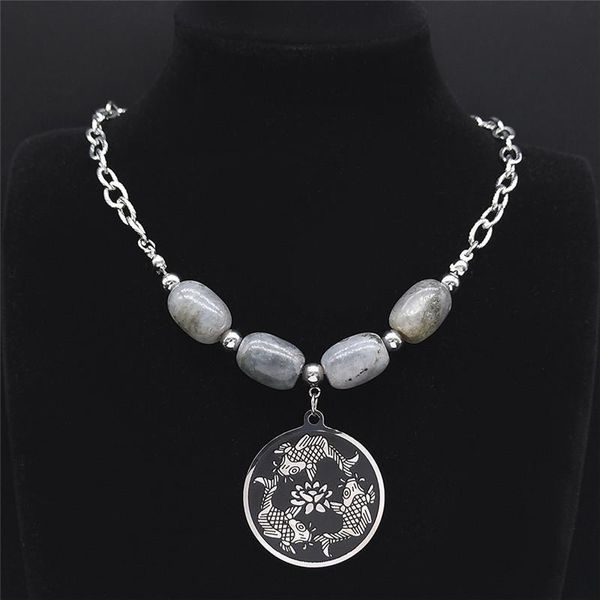 pendant necklaces 2021 yoga fish stainless steel beads natural flash stone charm women silver color neckless jewelry collares nxs02
pendant necklaces 2021 yoga fish stainless steel beads natural flash stone charm women silver color neckless jewelry collares nxs02