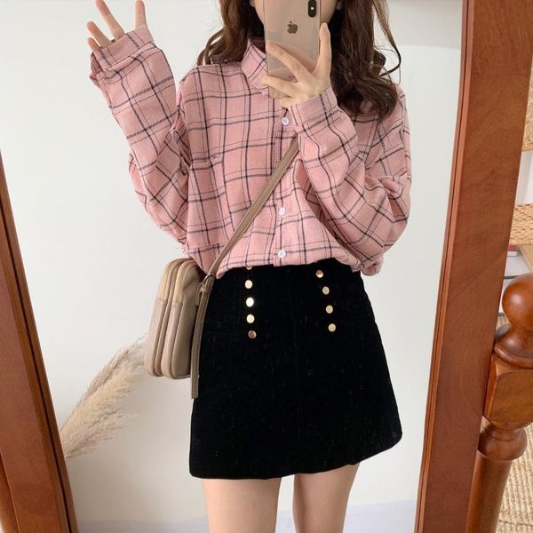 women's blouses & shirts 2021 spring autumn korean lady fashion collar plaid shirt women long sleeve blouse blusas mujer pink yell, White
women's blouses & shirts 2021 spring autumn korean lady fashion collar plaid shirt women long sleeve blouse blusas mujer pink yell, White