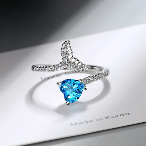 simple female blue heart crystal ring charm silver color open engagement dainty fishtail zircon wedding rings for women, Slivery;golden
simple female blue heart crystal ring charm silver color open engagement dainty fishtail zircon wedding rings for women, Slivery;golden