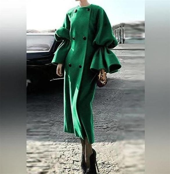 women's windbreaker round neck double button trumpet sleeve straight tube overcoat fashion green personality woolen coats with trench, Tan;black
women's windbreaker round neck double button trumpet sleeve straight tube overcoat fashion green personality woolen coats with trench, Tan;black