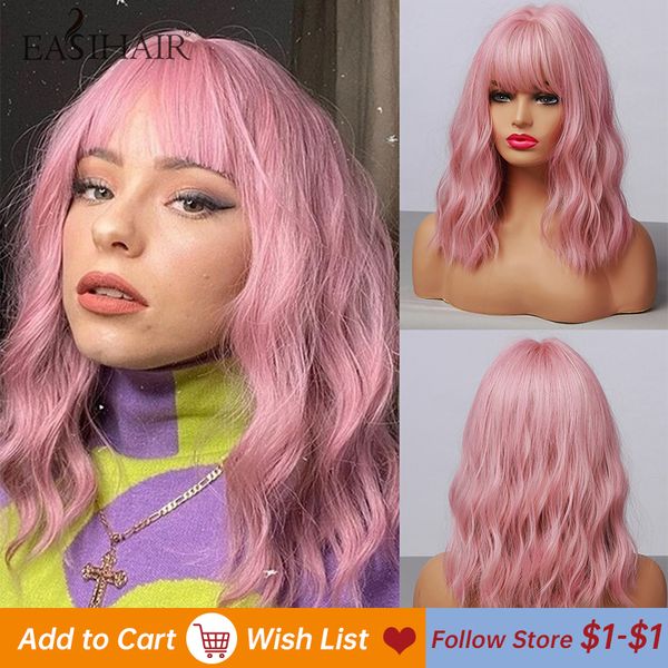 pink bob wigs for women synthetic wigs with bangs natural hair wig medium length cute cosplay wigs, Black
pink bob wigs for women synthetic wigs with bangs natural hair wig medium length cute cosplay wigs, Black