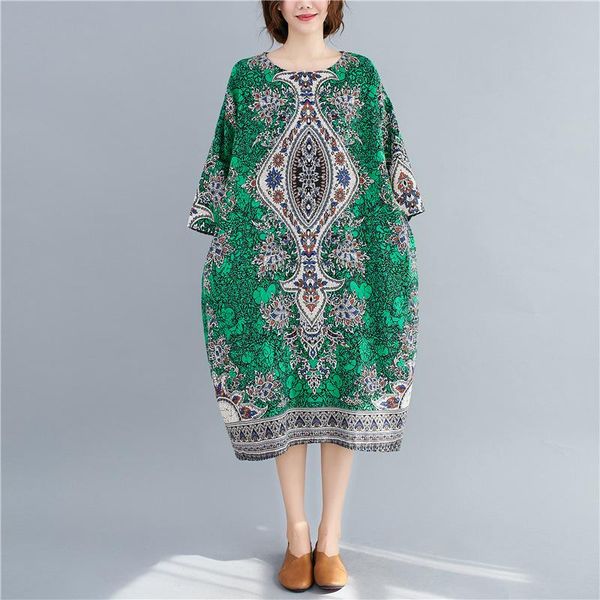 large size women's 2021 dress spring summer cotton linen national style print medium-length loose dresses casual, Black;gray
large size women's 2021 dress spring summer cotton linen national style print medium-length loose dresses casual, Black;gray