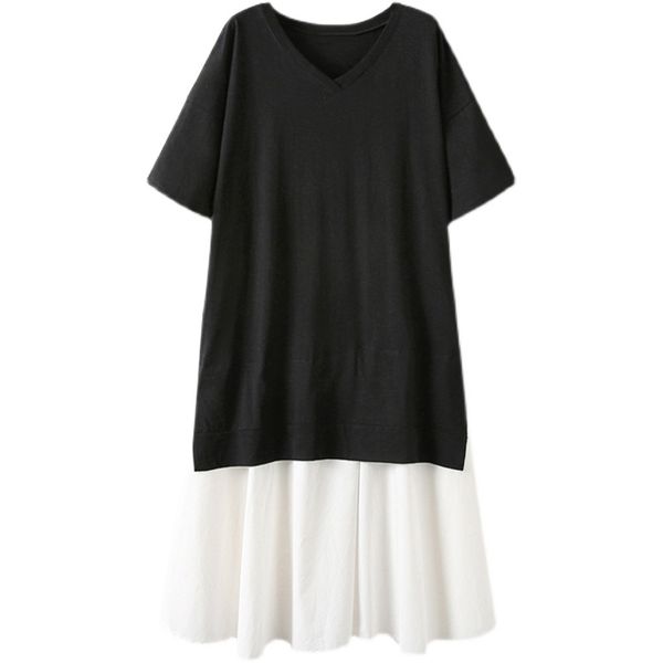 women casual black elegant big size fack two t-shirt dress o-neck short sleeve loose fashion summer vacation 16f1335 210510, Black;gray
women casual black elegant big size fack two t-shirt dress o-neck short sleeve loose fashion summer vacation 16f1335 210510, Black;gray