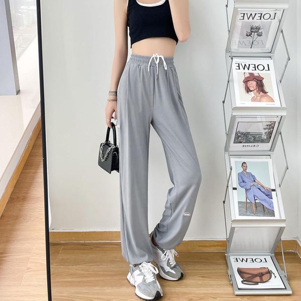women's pants & capris 2021 summer casual long soft ice silk breathable loose wide leg waist trousers sweatpants, Black;white
women's pants & capris 2021 summer casual long soft ice silk breathable loose wide leg waist trousers sweatpants, Black;white
