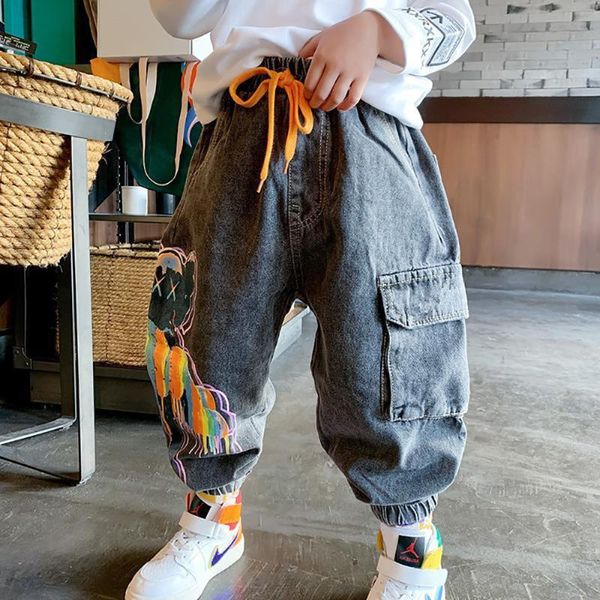 design good quality factory price fashion selling children's casual workwear pockets lace-up denim drawstring pants jeans, Blue
design good quality factory price fashion selling children's casual workwear pockets lace-up denim drawstring pants jeans, Blue
