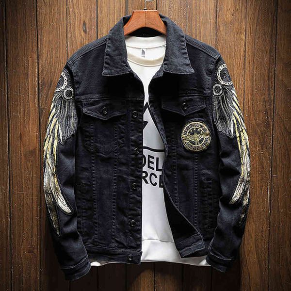 men's jackets trendy wings embroidery jean jacket fleece or unlined slim denim coat black red g5m1, Black;brown
men's jackets trendy wings embroidery jean jacket fleece or unlined slim denim coat black red g5m1, Black;brown