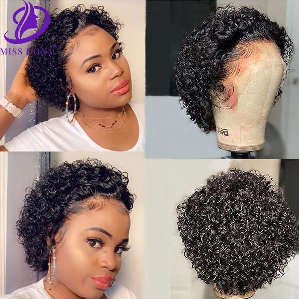 lace wigs miss dona 13x1 pixie curl short bob peruvian human hair for black women high density 180, Black;brown
lace wigs miss dona 13x1 pixie curl short bob peruvian human hair for black women high density 180, Black;brown