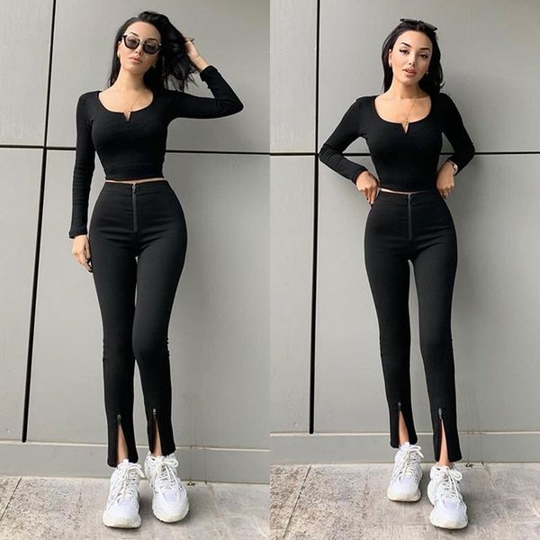 women's pants & capris kf-women's solid color high waist slim slit casual black, Black;white
women's pants & capris kf-women's solid color high waist slim slit casual black, Black;white