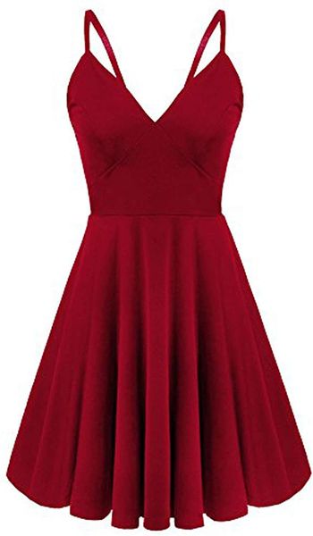 brand women deep v-neck backless adjustable spaghetti strap skater dress, Black;gray
brand women deep v-neck backless adjustable spaghetti strap skater dress, Black;gray