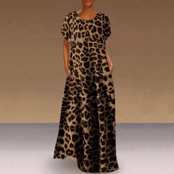 women plus size leopard print dress beach daily casual short sleeve grain o neck loose maxi long party vestidos #40 dresses, Black;gray
women plus size leopard print dress beach daily casual short sleeve grain o neck loose maxi long party vestidos #40 dresses, Black;gray