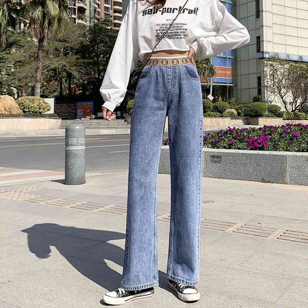 jeans 2021 spring straight women's elastic high waist slim loose floor pants small wide leg, Blue
jeans 2021 spring straight women's elastic high waist slim loose floor pants small wide leg, Blue