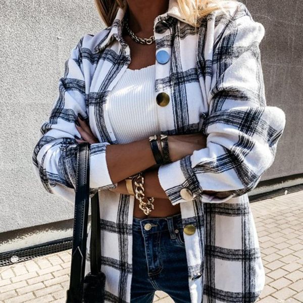 women's jackets long plaid shirt women casual white sleeve pocket button up collared clothes fashion 2021 fall, Black;brown
women's jackets long plaid shirt women casual white sleeve pocket button up collared clothes fashion 2021 fall, Black;brown