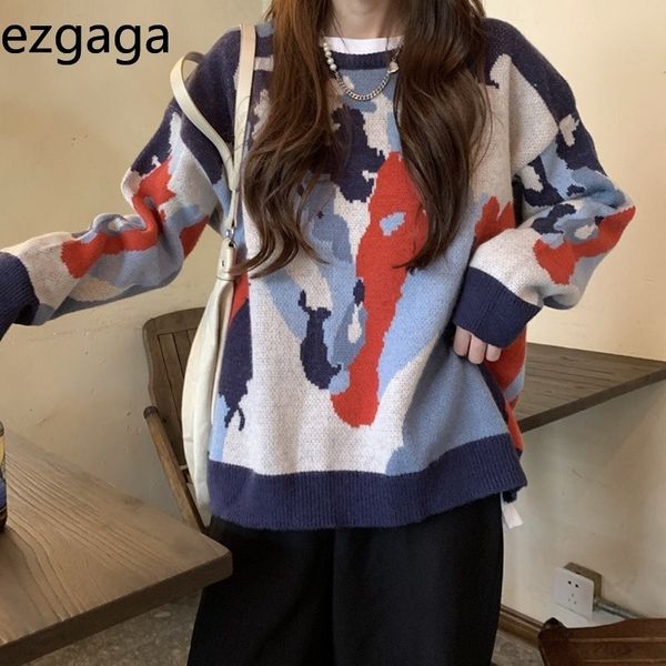 ezgaga vintage color block women sweater pullover autumn loose outwear long sleeve fashion streetwear knitwear casual 210430, White;black
ezgaga vintage color block women sweater pullover autumn loose outwear long sleeve fashion streetwear knitwear casual 210430, White;black