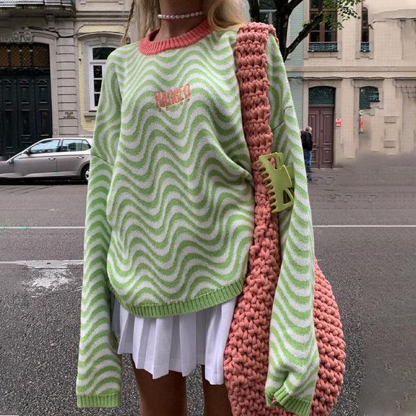 women's sweaters lazy style embroidered sweater round neck long-sleeved casual college green striped female, White;black
women's sweaters lazy style embroidered sweater round neck long-sleeved casual college green striped female, White;black