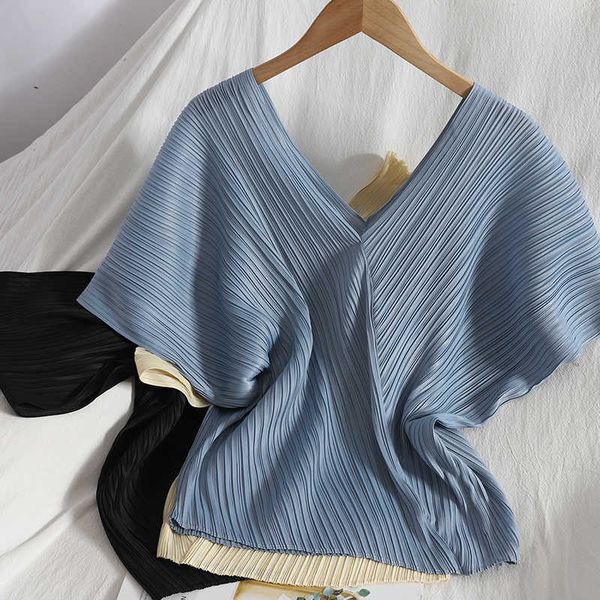 all-match v-neck simple female spring and summer solid color fashion wrinkled thin short sleeves 210709, White
all-match v-neck simple female spring and summer solid color fashion wrinkled thin short sleeves 210709, White
