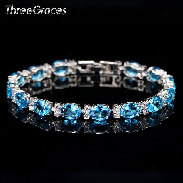 charm bracelets threegraces fashion shiny blue cubic zirconia oval shape bangles for ladies engagement party jewelry accessories br016, Golden;silver
charm bracelets threegraces fashion shiny blue cubic zirconia oval shape bangles for ladies engagement party jewelry accessories br016, Golden;silver