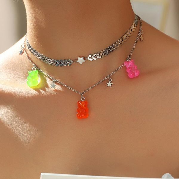pendant necklaces rainbow gummy bear layered for women teens girls cute sweet animal star necklace fashion party jewelry gifts, Silver
pendant necklaces rainbow gummy bear layered for women teens girls cute sweet animal star necklace fashion party jewelry gifts, Silver