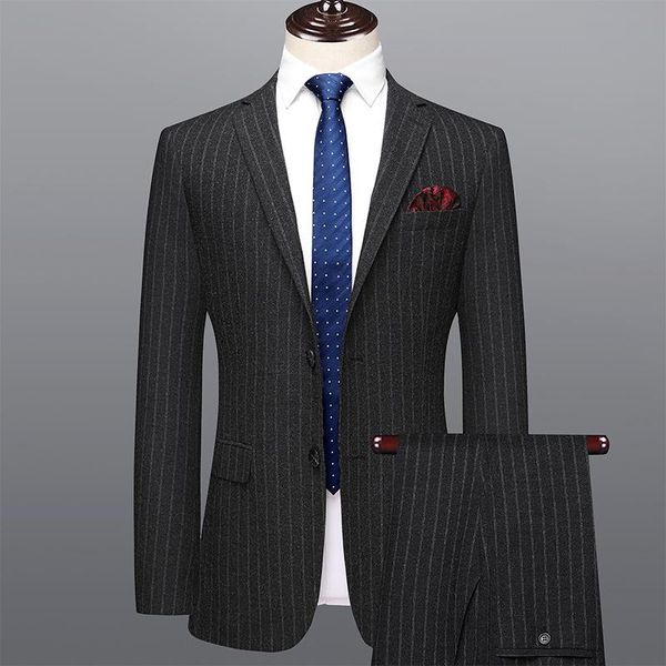 men's suits & blazers 2021 men fashion suit stripe formal blazer pants two piece trend wild slim male brand clothing, White;black
men's suits & blazers 2021 men fashion suit stripe formal blazer pants two piece trend wild slim male brand clothing, White;black