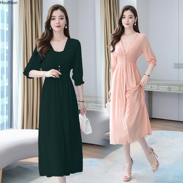 casual dresses houthion women plus size chiffon bohemia draw back solid fashion short sleeve a-line mid-calf dress, Black;gray
casual dresses houthion women plus size chiffon bohemia draw back solid fashion short sleeve a-line mid-calf dress, Black;gray