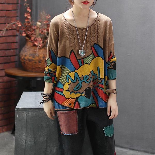 women's sweaters autumn arts style women long sleeve vintage print knitted sweater all-matched casual loose pullovers femme s919, White;black
women's sweaters autumn arts style women long sleeve vintage print knitted sweater all-matched casual loose pullovers femme s919, White;black
