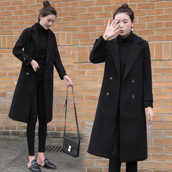 faux cashmere woolen coat women's autumn and winter style black slim mid-length wool & blends
faux cashmere woolen coat women's autumn and winter style black slim mid-length wool & blends