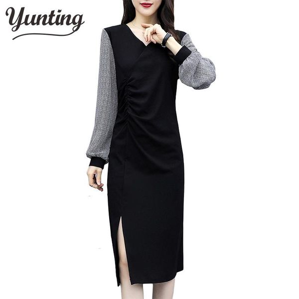casual dresses chiffon sleeve stitching knit dress women 2021 autumn winter temperament v-neck high waist elegant, Black;gray
casual dresses chiffon sleeve stitching knit dress women 2021 autumn winter temperament v-neck high waist elegant, Black;gray