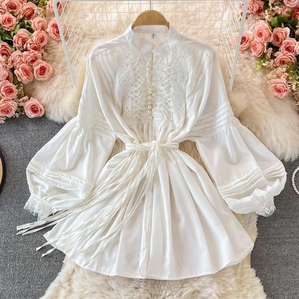 casual dresses autumn 2021 french girl bow tie loose dress women lantern sleeve white short holiday, Black;gray
casual dresses autumn 2021 french girl bow tie loose dress women lantern sleeve white short holiday, Black;gray